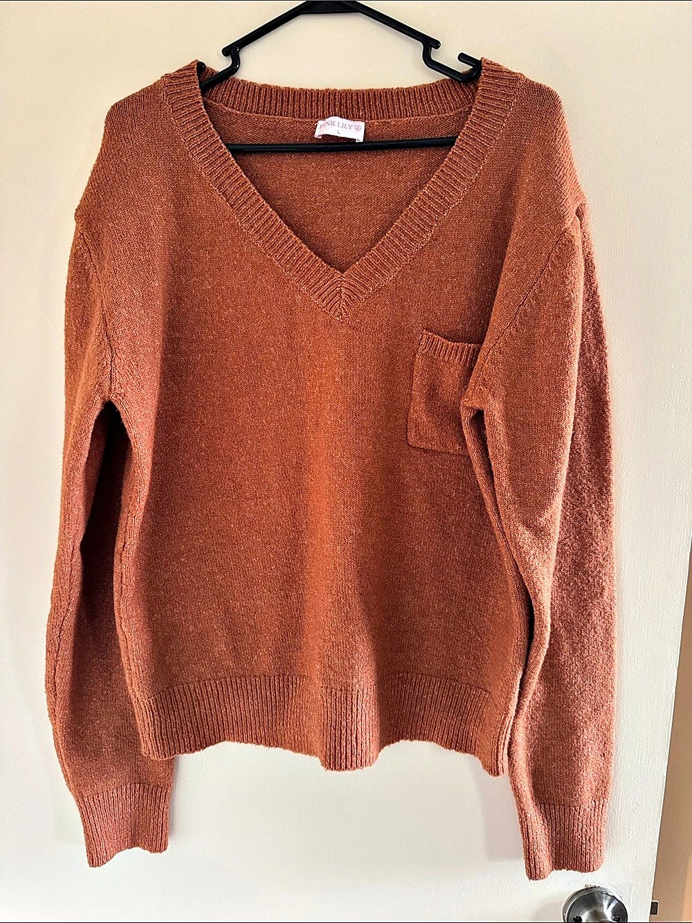 Pink Lily V-Neck Sweater